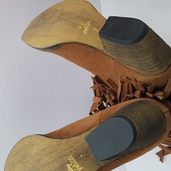 Very Volatile Hillside Tan Fringe Leather Suede Boots 7 - Picture 8 of 10